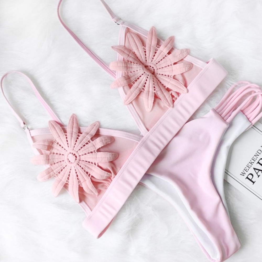 HOT Baby Pink Luxe Bandage Triangle
Strappy Bikini
$59 $168